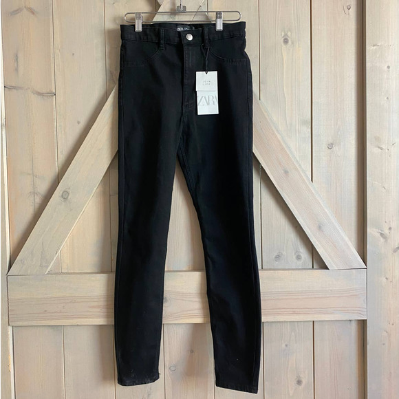 Zara Denim - Zara black high hi rise jeans 38 6 new nwt bn